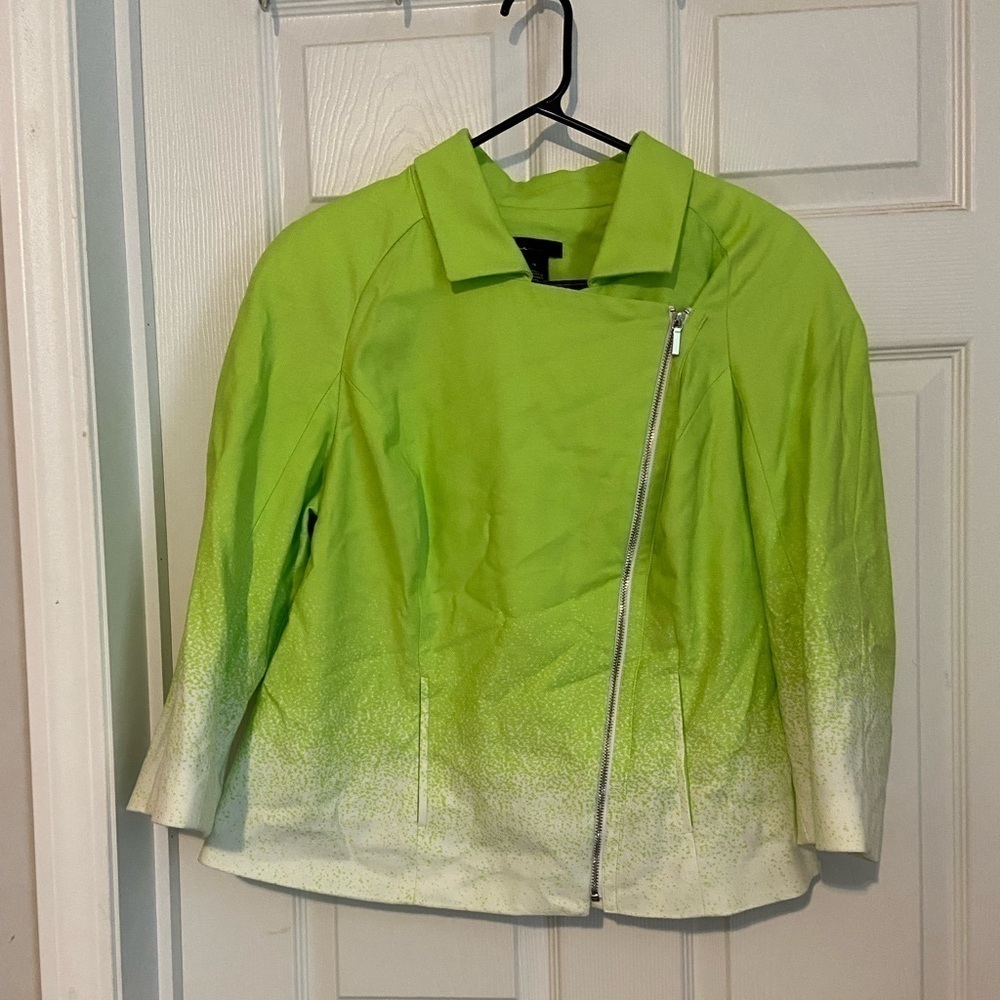Lane Bryant Side Zip Double Breasted Blazer Womens Size 16 Green Jacket